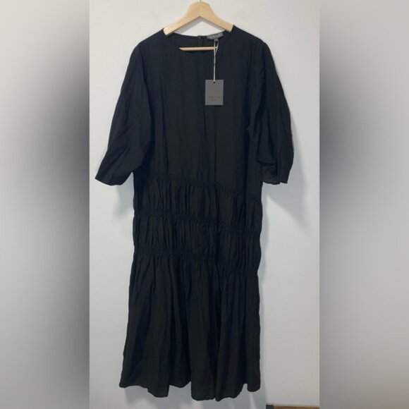 NWT - FibFlx Organic Cotton Tiered Long Sleeve Maxi Dress Black – Size L - Picture 4 of 9